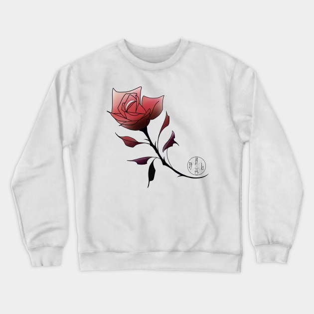 Red neotraditional rose Crewneck Sweatshirt by Blacklinesw9